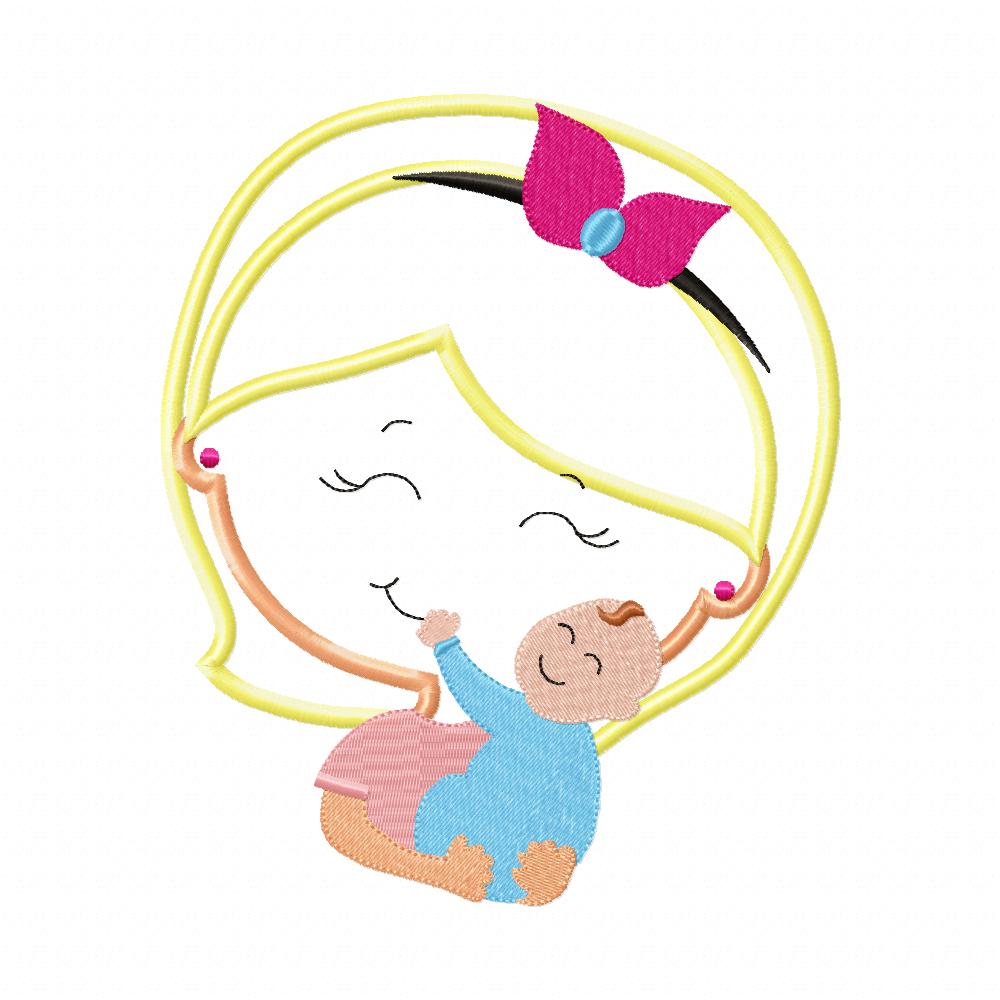 Sweet Mom Holding her Son - Applique