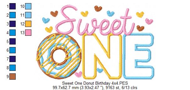 Sweet One Donut 1st Birthday - Applique