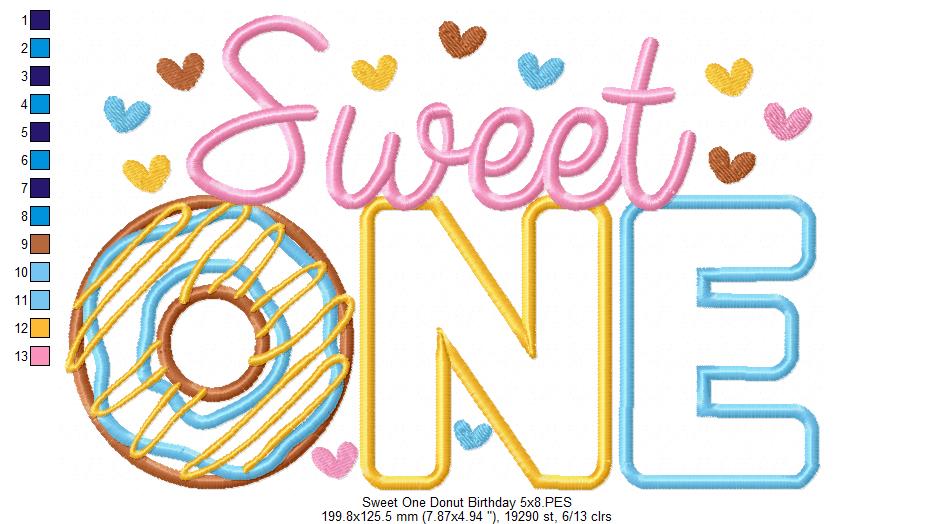 Sweet One Donut 1st Birthday - Applique