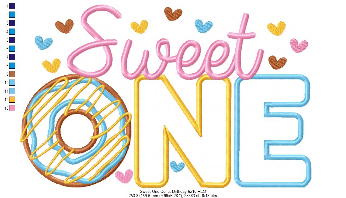 Sweet One Donut 1st Birthday - Applique