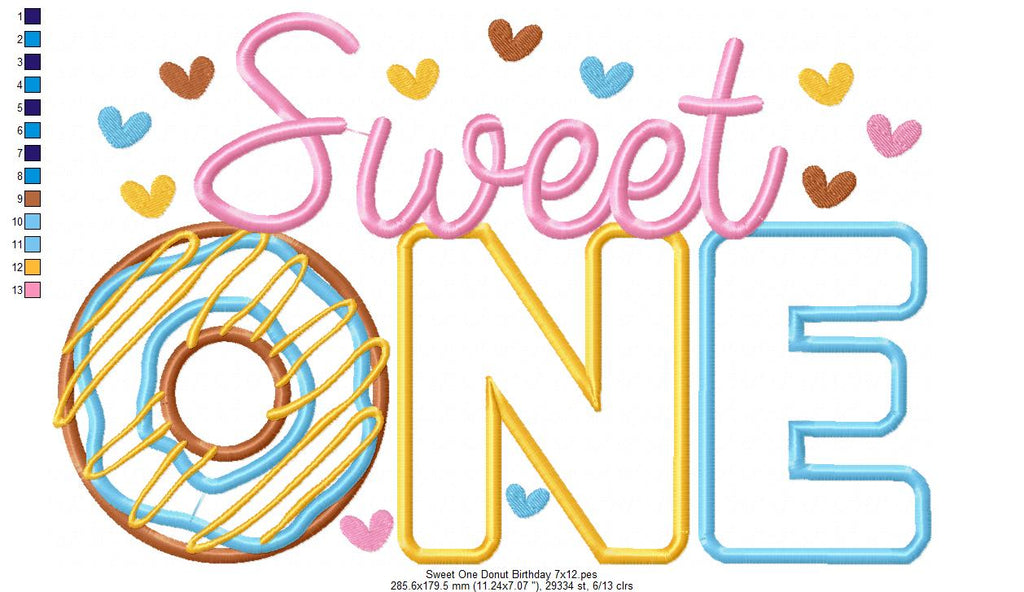 Sweet One Donut 1st Birthday - Applique