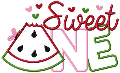 Sweet One Watermelon 1st Birthday - Applique - Machine Embroidery Design