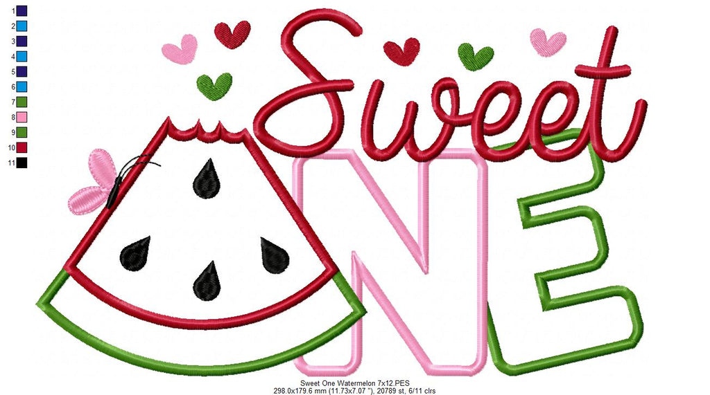 Sweet One Watermelon 1st Birthday - Applique