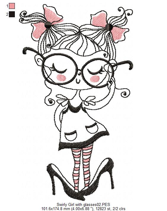 Girl with glasses - Fill Stitch