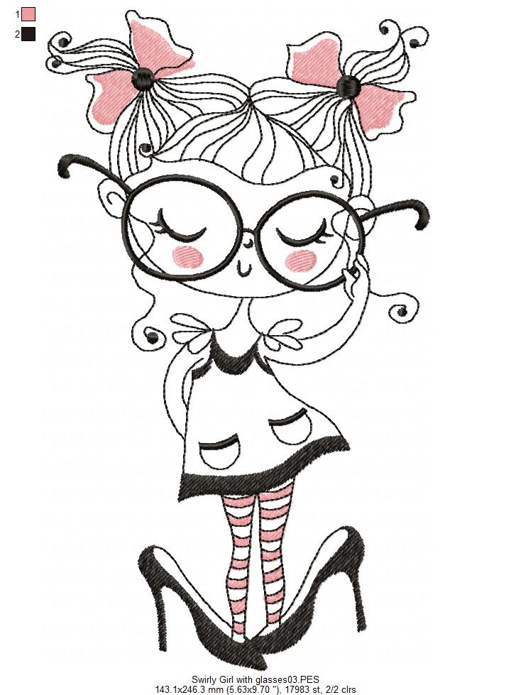 Girl with glasses - Fill Stitch