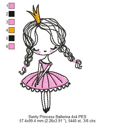 Swirly Princess Ballerina - Fill Stitch