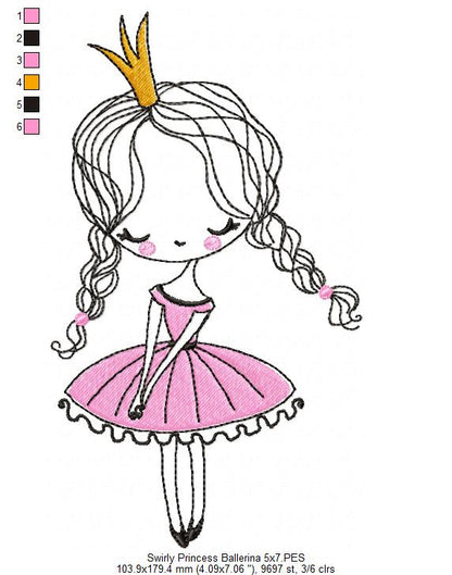 Swirly Princess Ballerina - Fill Stitch