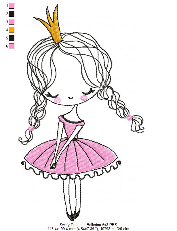 Swirly Princess Ballerina - Fill Stitch