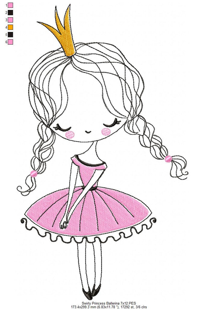 Swirly Princess Ballerina - Fill Stitch