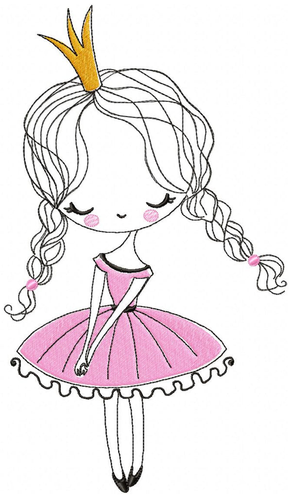 Swirly Princess Ballerina - Fill Stitch