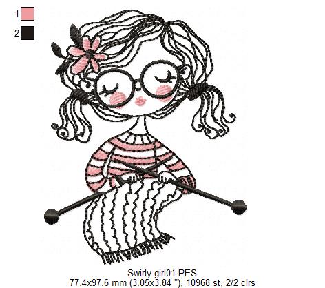 Swirly Tricot Girl - Fill Stitch
