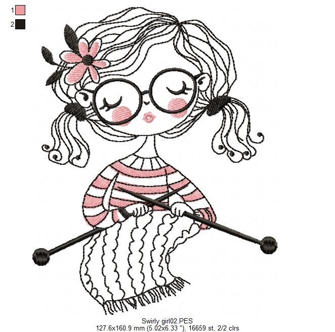 Swirly Tricot Girl - Fill Stitch