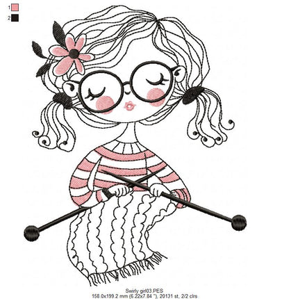 Swirly Tricot Girl - Fill Stitch