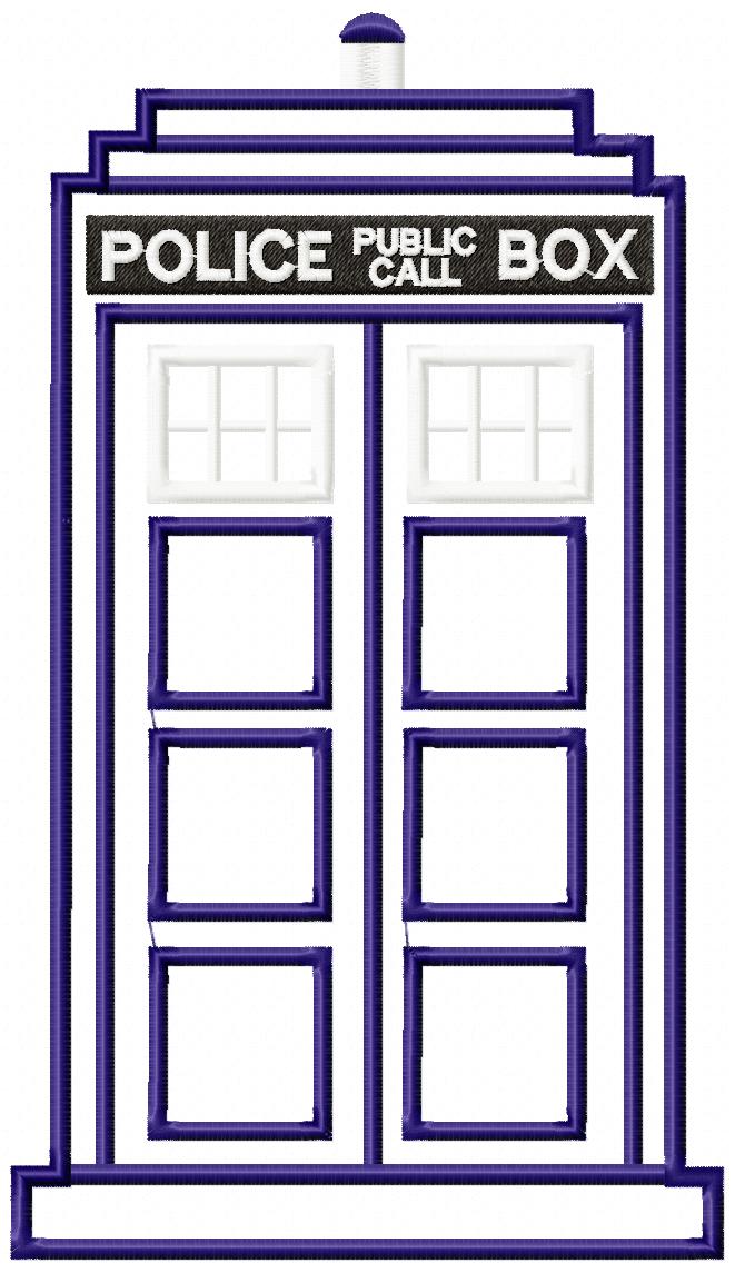 Tardis Dr Who - Applique - Machine Embroidery Design