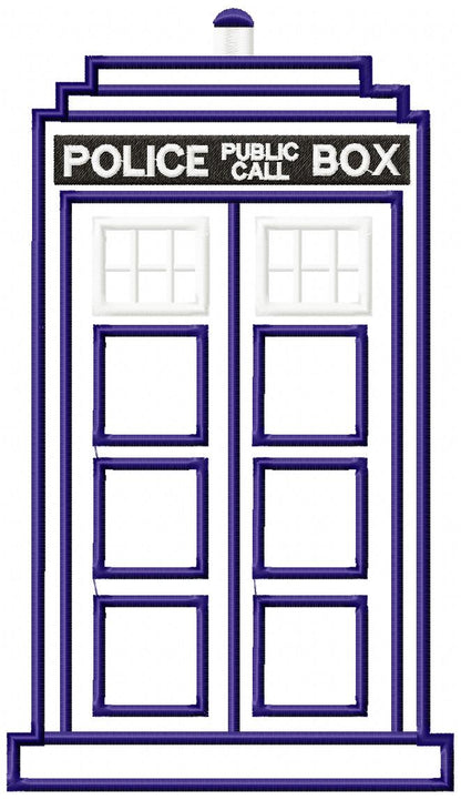 Tardis Dr Who - Applique - Machine Embroidery Design