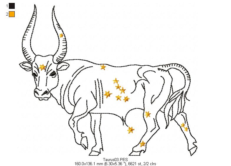 Taurus Constellation - Redwork