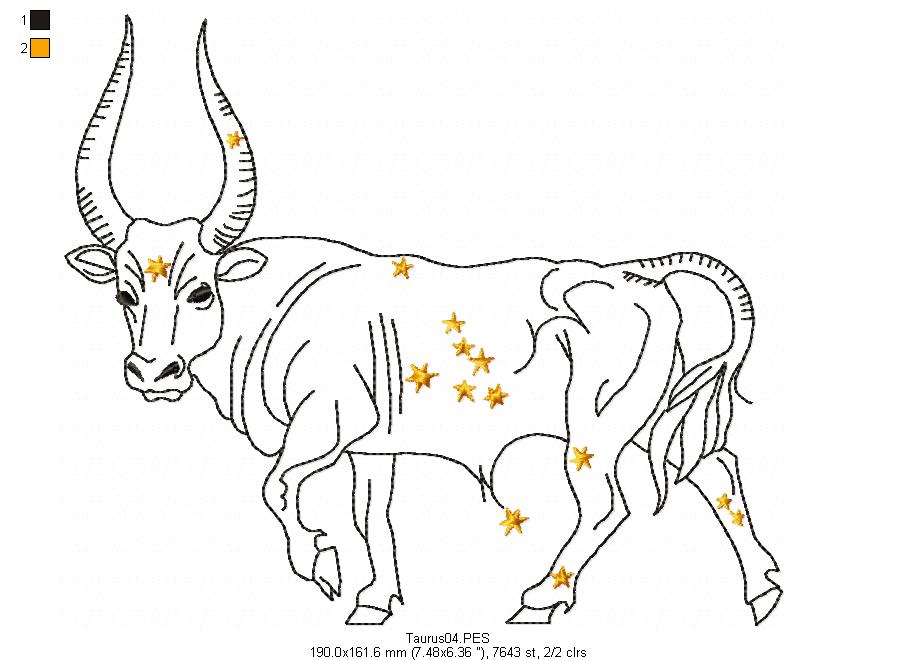 Taurus Constellation - Redwork