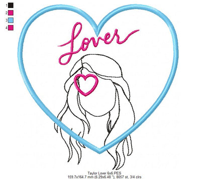 Lover Taylor Swift - Fill Stitch - Machine Embroidery Design
