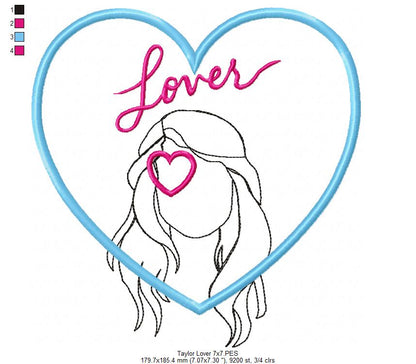Lover Taylor Swift - Fill Stitch - Machine Embroidery Design