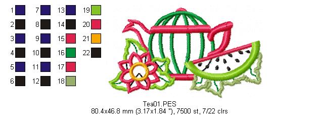 Watermelon Teapot  - Applique