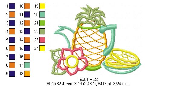 Pineapple Teapot  - Applique