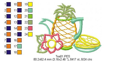 Pineapple Teapot  - Applique