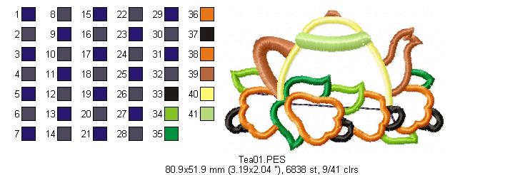 Cashew Teapot  - Applique