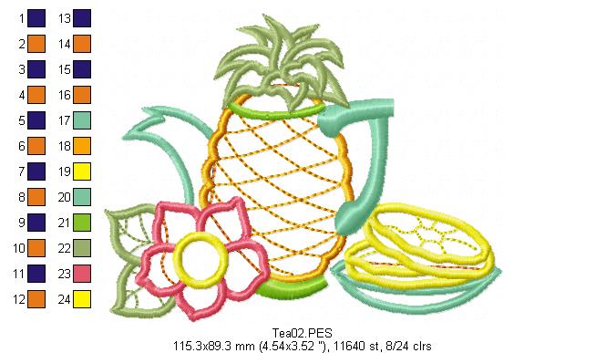 Pineapple Teapot  - Applique