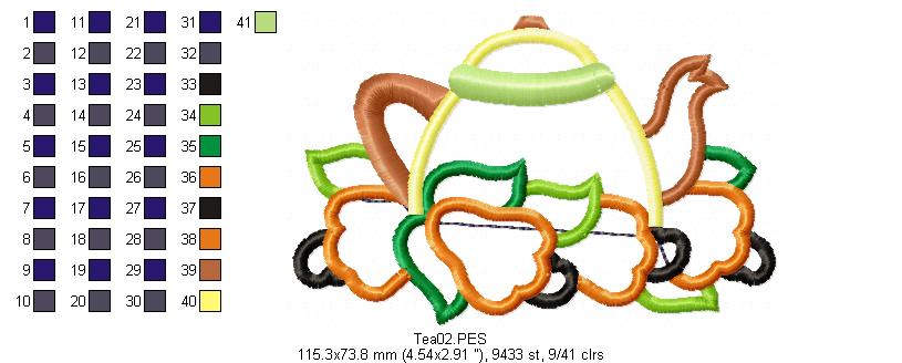 Cashew Teapot  - Applique