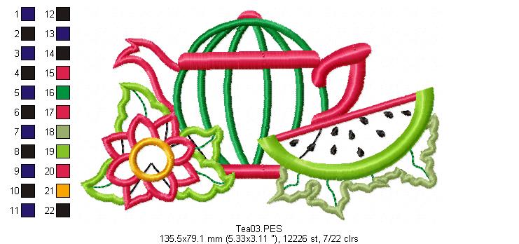 Watermelon Teapot  - Applique