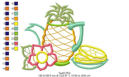 Pineapple Teapot  - Applique