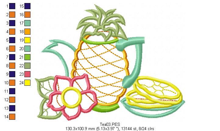 Pineapple Teapot  - Applique