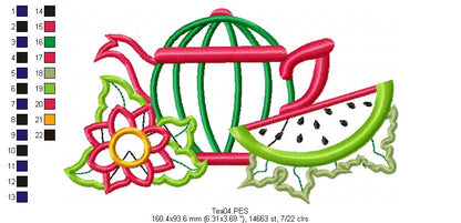 Watermelon Teapot  - Applique