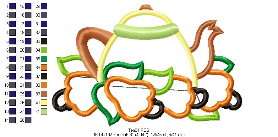 Cashew Teapot  - Applique