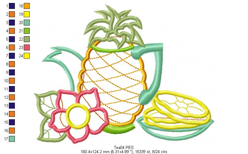 Pineapple Teapot  - Applique
