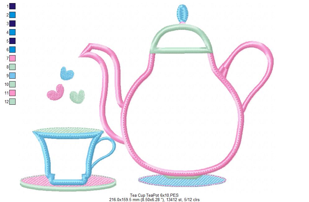 Teapot and Teacup - Applique