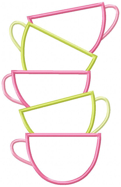 Tea Cups Stacked - Applique