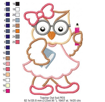 Teacher Owl - Applique