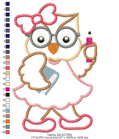 Teacher Owl - Applique