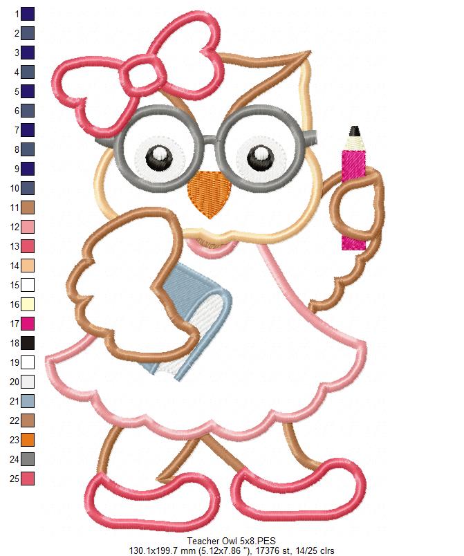 Teacher Owl - Applique