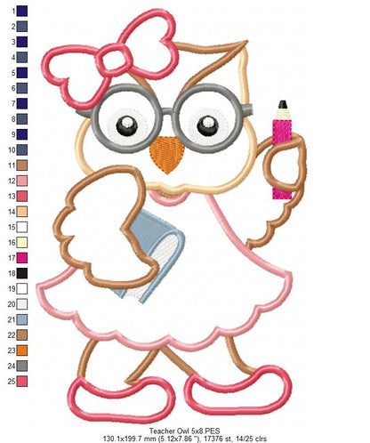 Teacher Owl - Applique