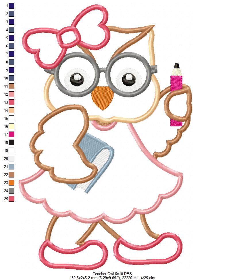 Teacher Owl - Applique
