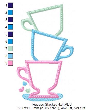 Teacups Stacked - Applique