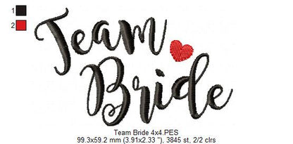 Team Bride & Team Groom - Satin Stitch - Machine Embroidery Design
