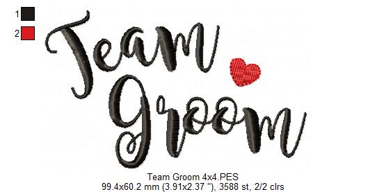 Team Bride & Team Groom - Satin Stitch - Machine Embroidery Design