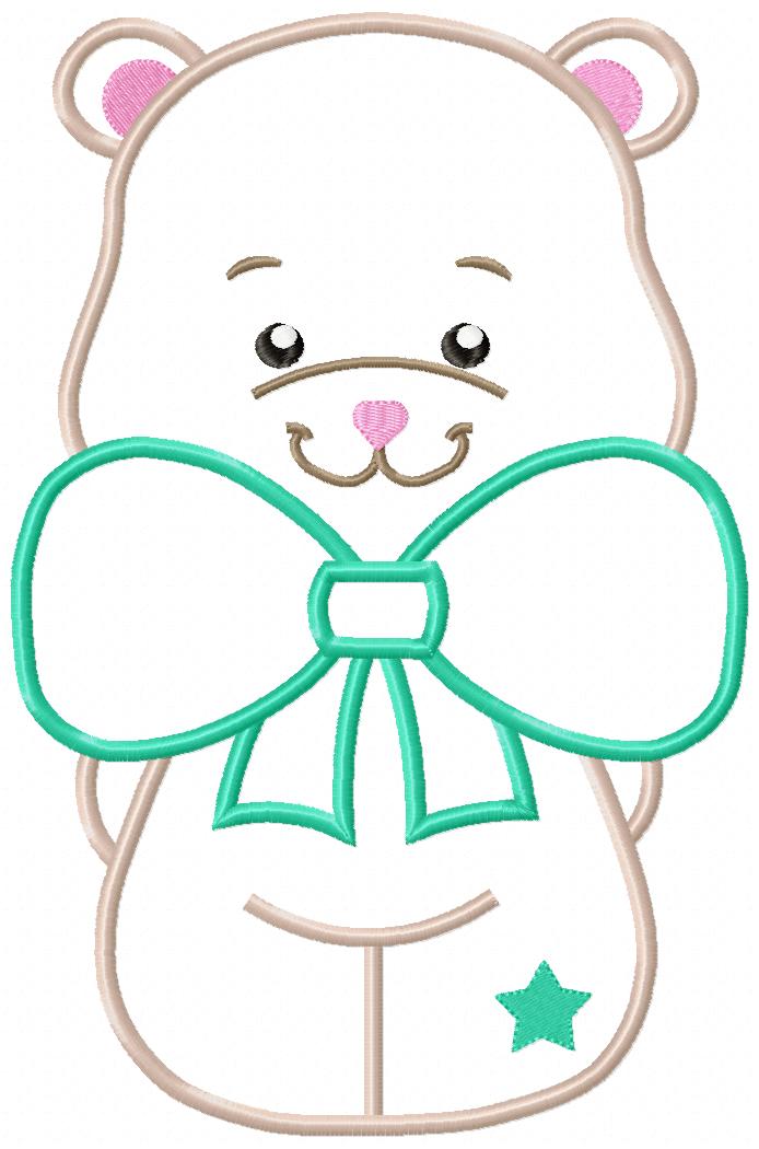 Teddy Bear Big Bow - Applique