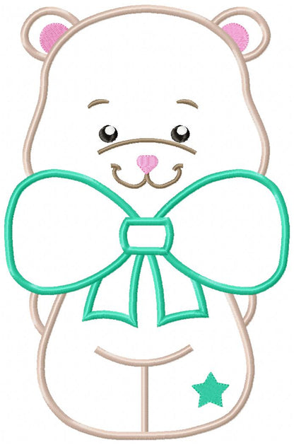 Teddy Bear Big Bow - Applique