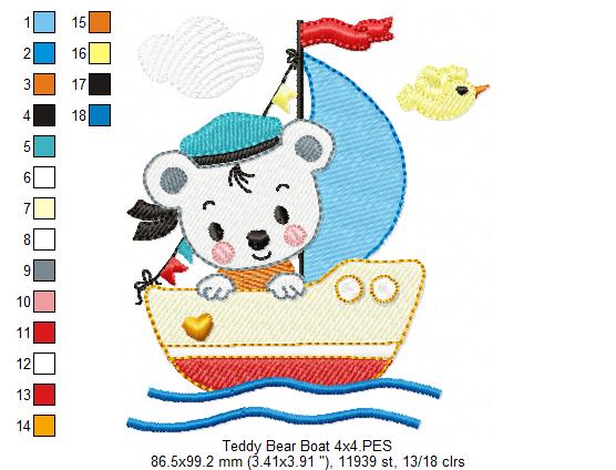 Little Sailor Teddy Bear - Fill Stitch - Machine Embroidery Design