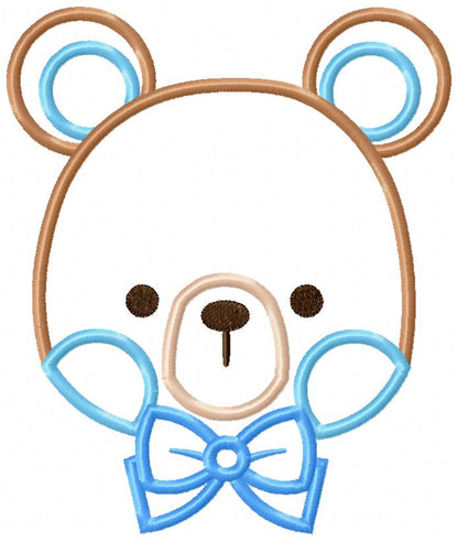 Sweet Teddy Bear Boy - Appliqué - Machine Embroidery Design