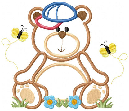 Teddy Bear Boy - Applique - Machine Embroidery Design